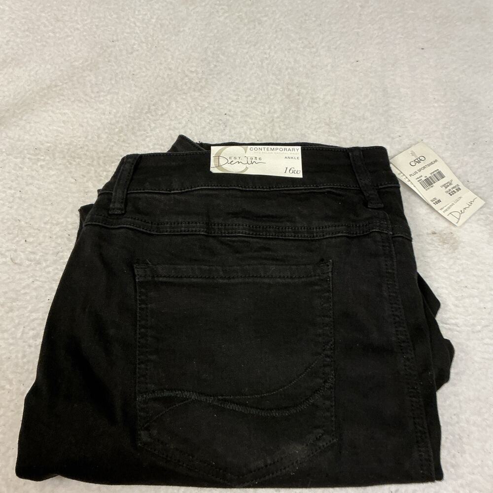 EST 1946 Denim Jeans Black Contemporary Sz 16W Sits Below Waist Ankle NWT. 3494